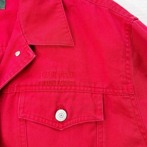 Ralph Lauren Vintage Y2K Cropped Denim Jacket Women's Size L Red - Picture 6 of 7
